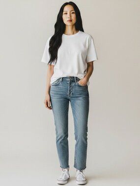 GRLFRND Karolina High Rise Crop Jeans Size 25 Raw Hem